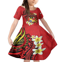 Personalised Tonga Emancipation Day Family Matching Mermaid Dress and Hawaiian Shirt Tongan Ngatu Pattern - Red Version