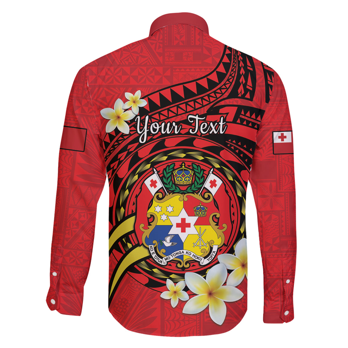 Personalised Tonga Emancipation Day Family Matching Mermaid Dress and Hawaiian Shirt Tongan Ngatu Pattern - Red Version