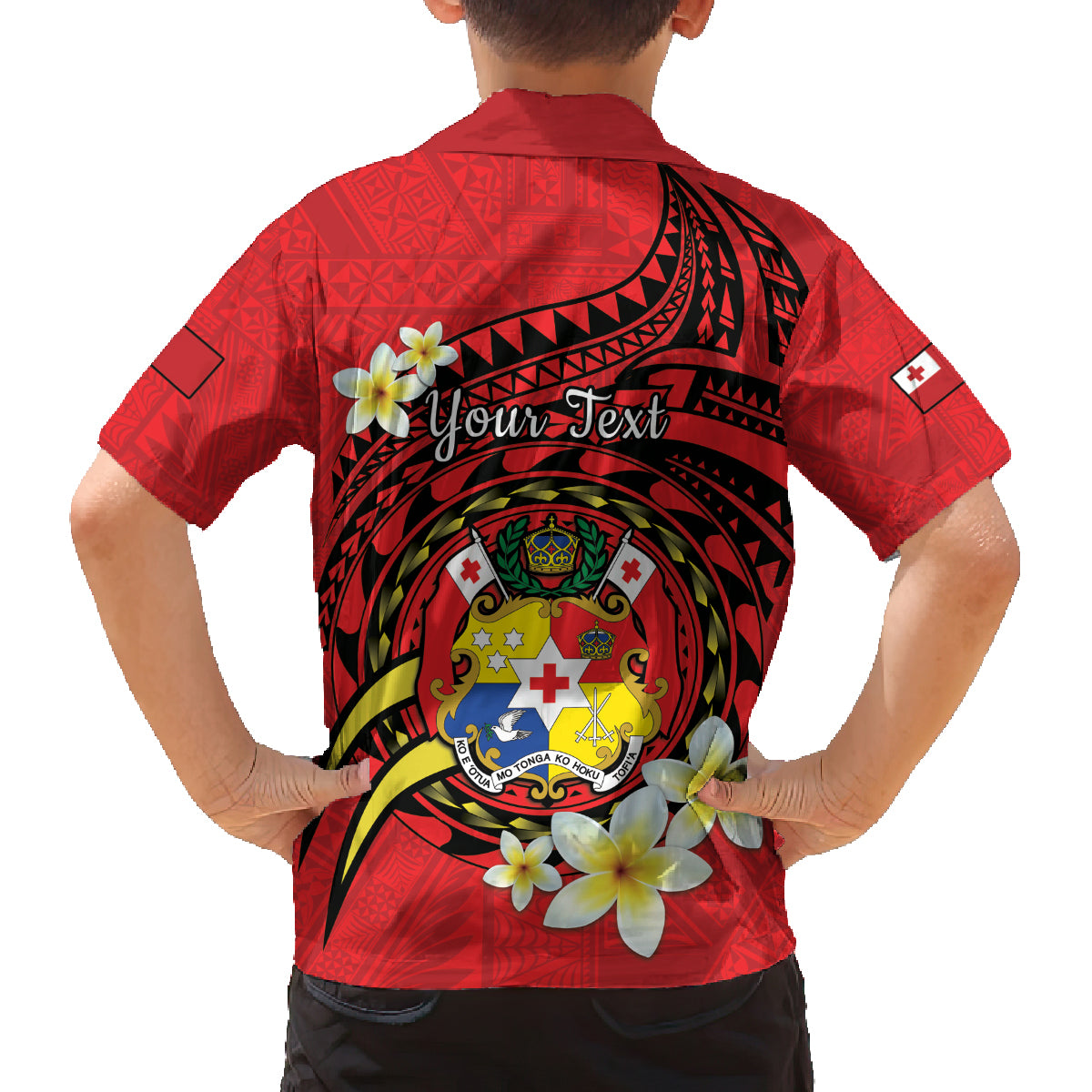 Personalised Tonga Emancipation Day Family Matching Off Shoulder Short Dress and Hawaiian Shirt Tongan Ngatu Pattern - Red Version