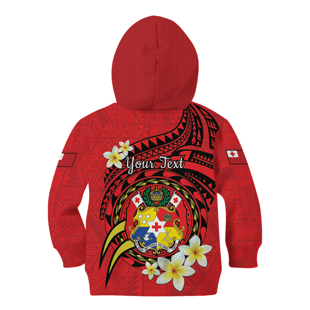 Personalised Tonga Emancipation Day Kid Hoodie Tongan Ngatu Pattern - Red Version