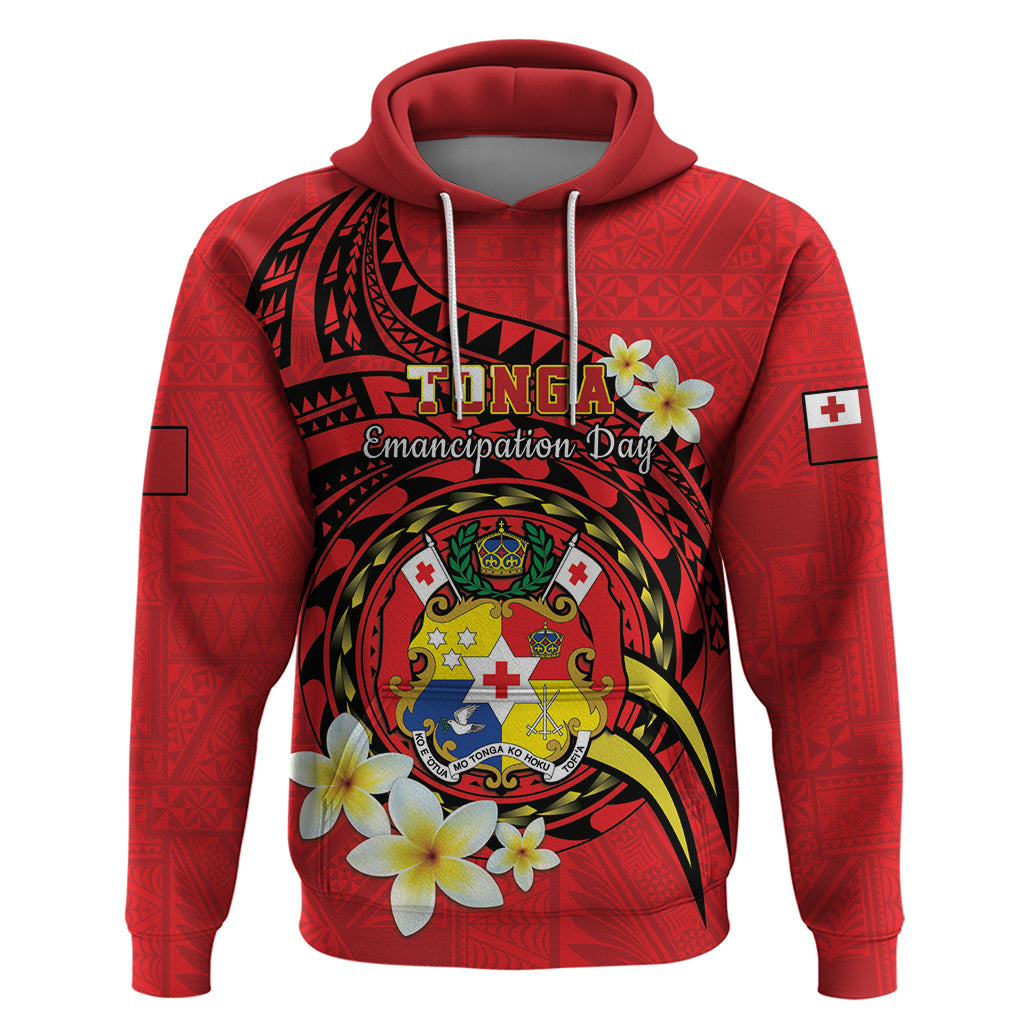 Personalised Tonga Emancipation Day Zip Hoodie Tongan Ngatu Pattern - Red Version