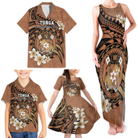 Personalised Tonga Emancipation Day Family Matching Tank Maxi Dress and Hawaiian Shirt Tongan Ngatu Pattern - Brown Version LT14 - Polynesian Pride