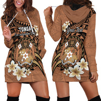 Personalised Tonga Emancipation Day Hoodie Dress Tongan Ngatu Pattern - Brown Version LT14 - Polynesian Pride
