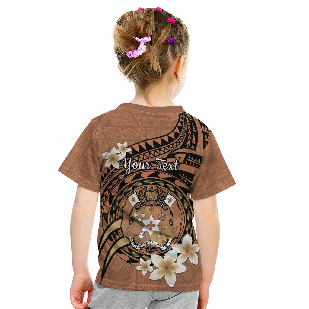 Personalised Tonga Emancipation Day Kid T Shirt Tongan Ngatu Pattern - Brown Version LT14 - Polynesian Pride