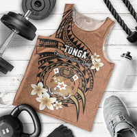 Personalised Tonga Emancipation Day Men Tank Top Tongan Ngatu Pattern - Brown Version LT14 - Polynesian Pride