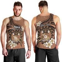Personalised Tonga Emancipation Day Men Tank Top Tongan Ngatu Pattern - Brown Version LT14 - Polynesian Pride
