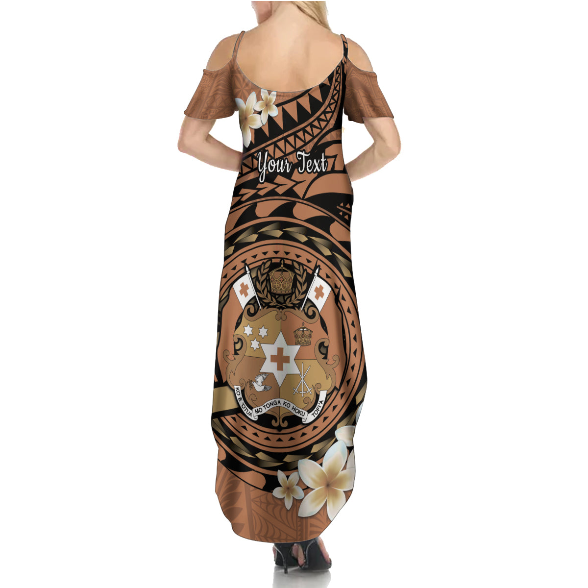 Personalised Tonga Emancipation Day Summer Maxi Dress Tongan Ngatu Pattern - Brown Version