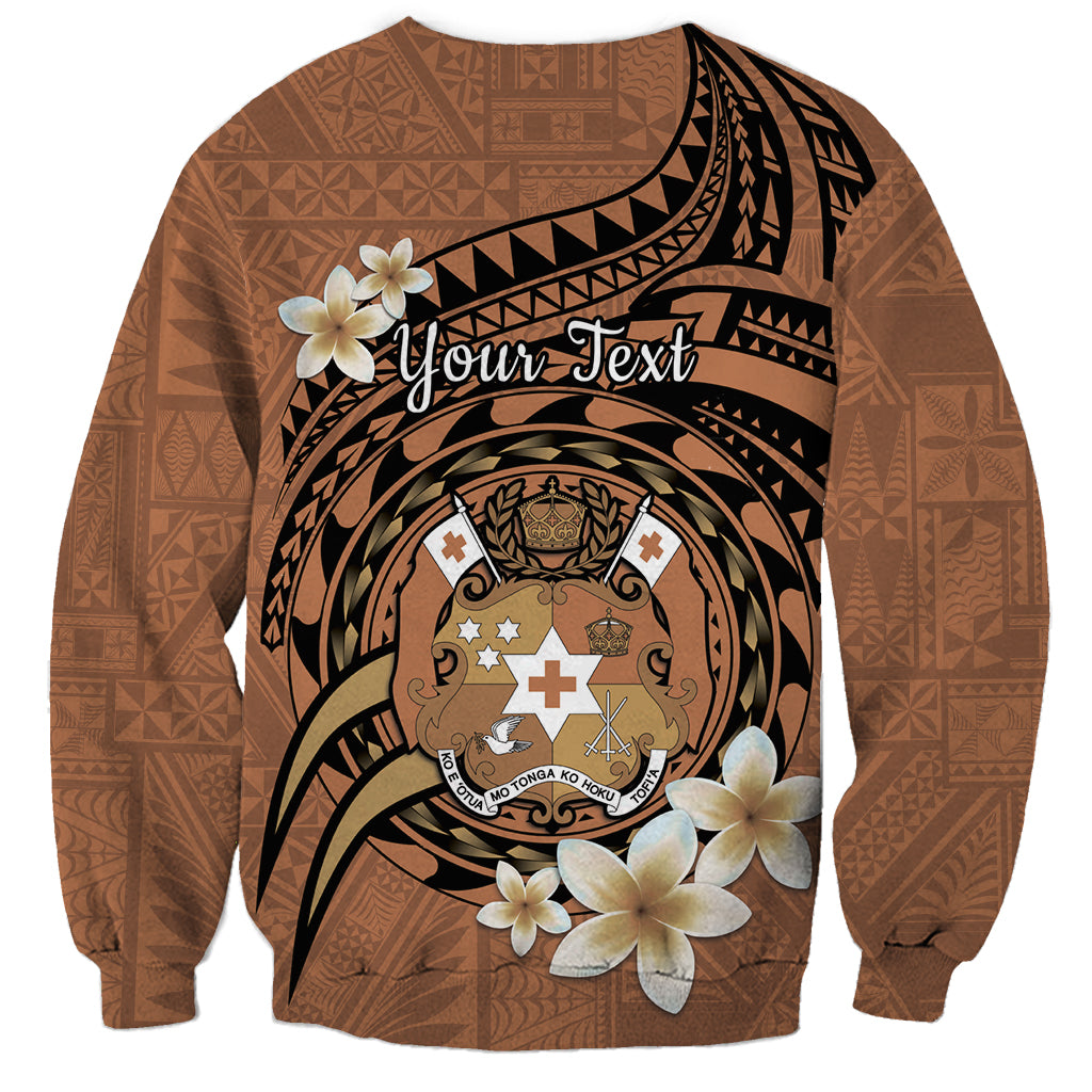 Personalised Tonga Emancipation Day Sweatshirt Tongan Ngatu Pattern - Brown Version LT14 - Polynesian Pride