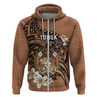 Personalised Tonga Emancipation Day Zip Hoodie Tongan Ngatu Pattern - Brown Version LT14 Zip Hoodie Brown - Polynesian Pride