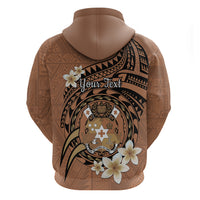 Personalised Tonga Emancipation Day Zip Hoodie Tongan Ngatu Pattern - Brown Version LT14 - Polynesian Pride