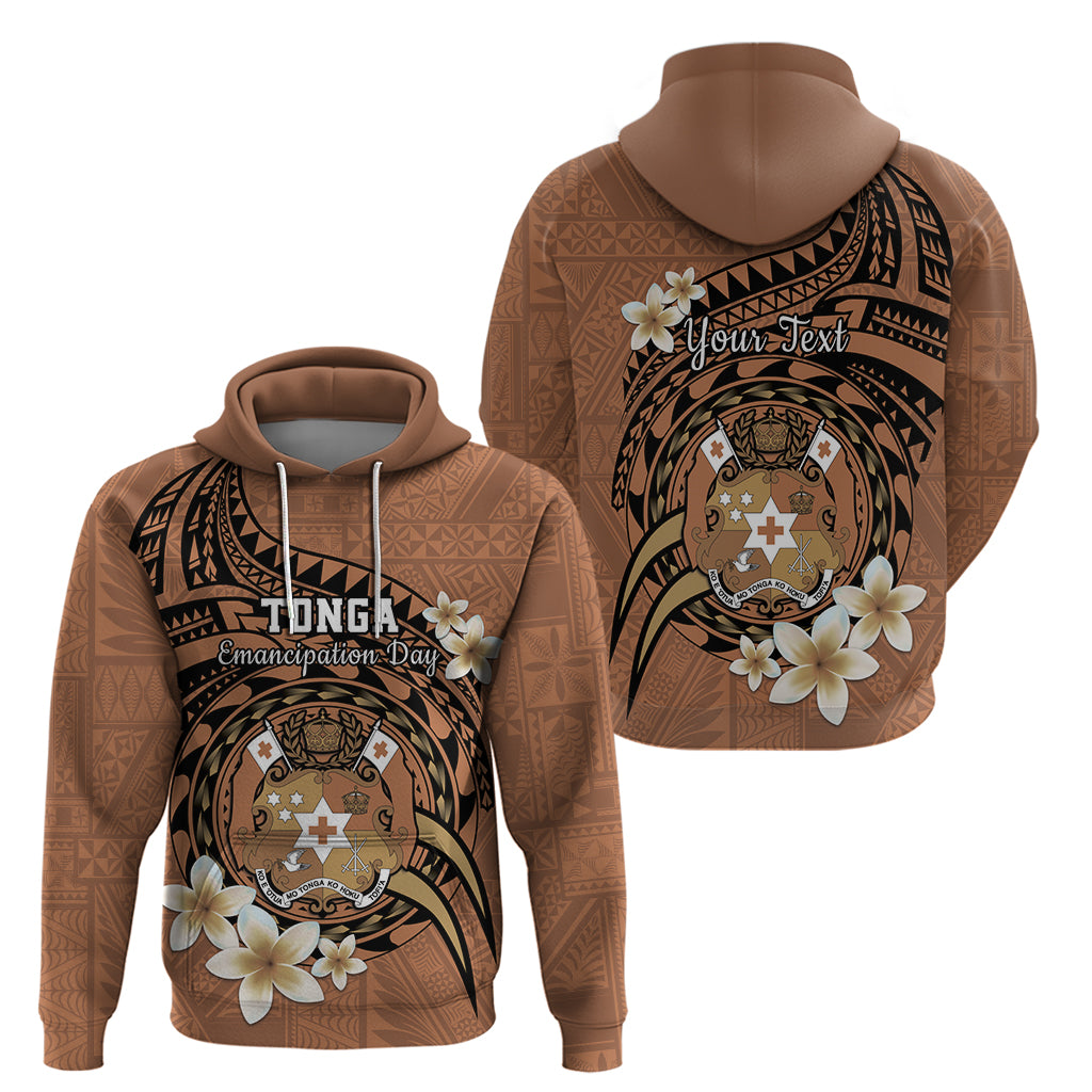 Personalised Tonga Emancipation Day Zip Hoodie Tongan Ngatu Pattern - Brown Version LT14 - Polynesian Pride