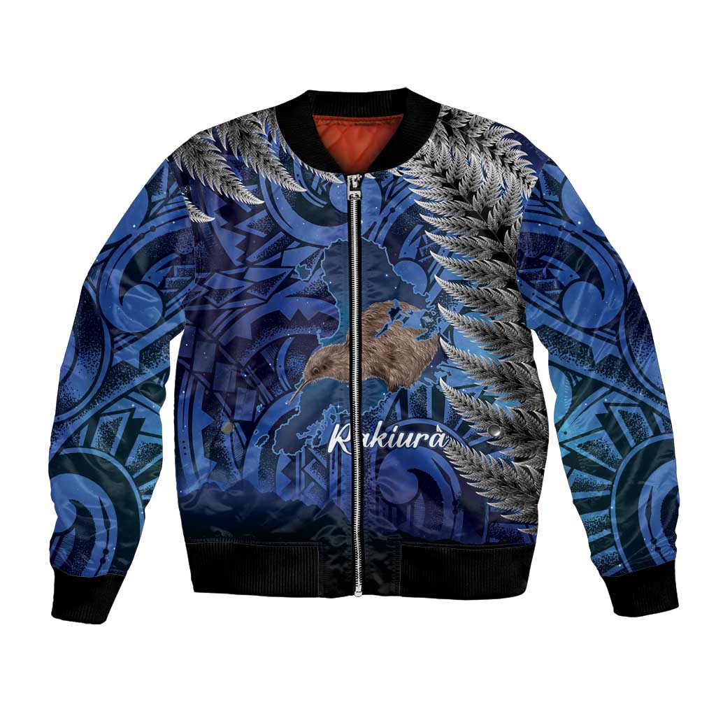 New Zealand Stewart Island Bomber Jacket Rakiura Kiwi Maori Glowing Sky