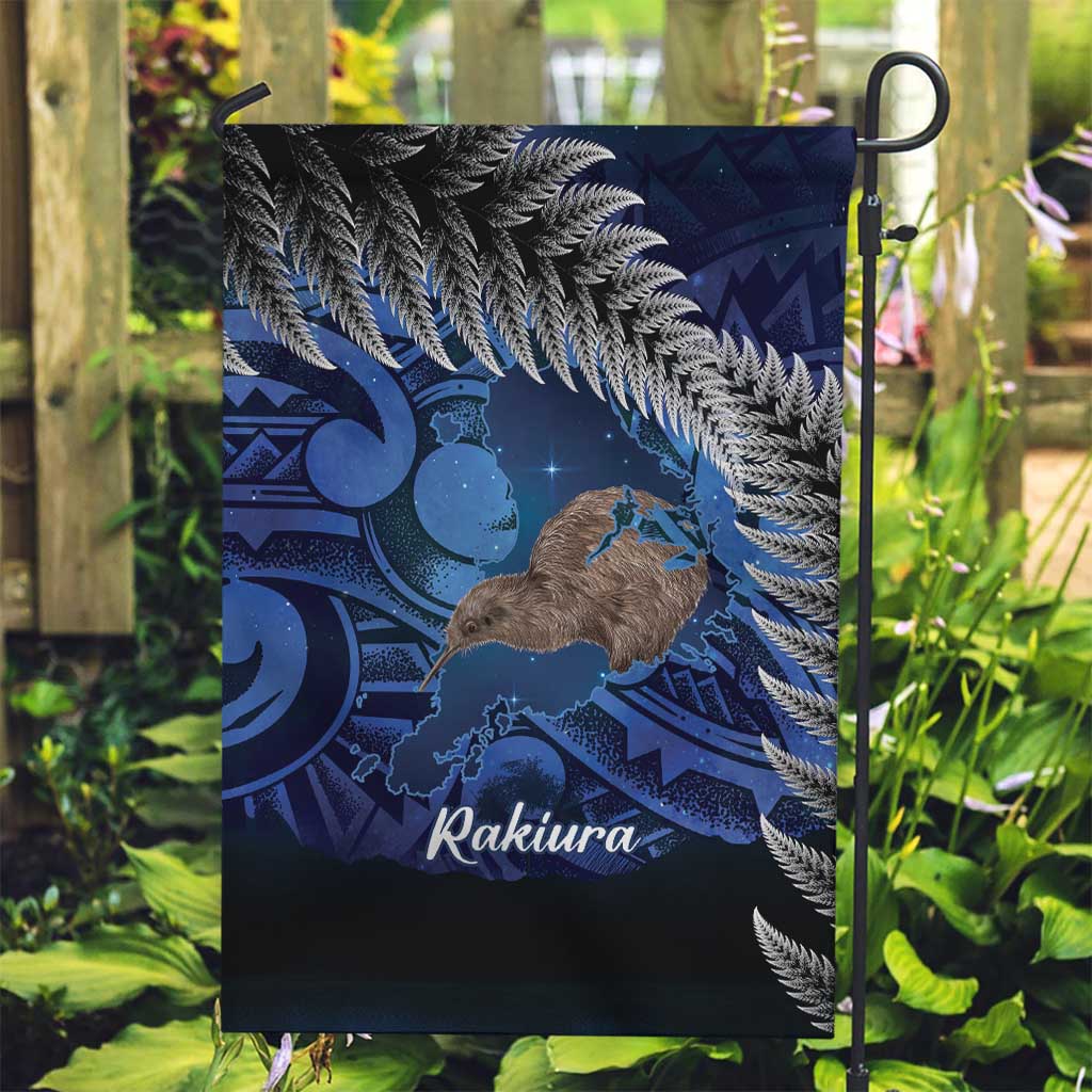 New Zealand Stewart Island Garden Flag Rakiura Kiwi Maori Glowing Sky