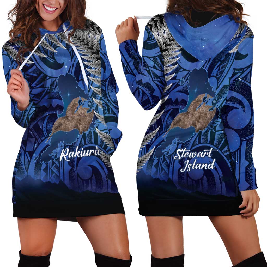 New Zealand Stewart Island Hoodie Dress Rakiura Kiwi Maori Glowing Sky