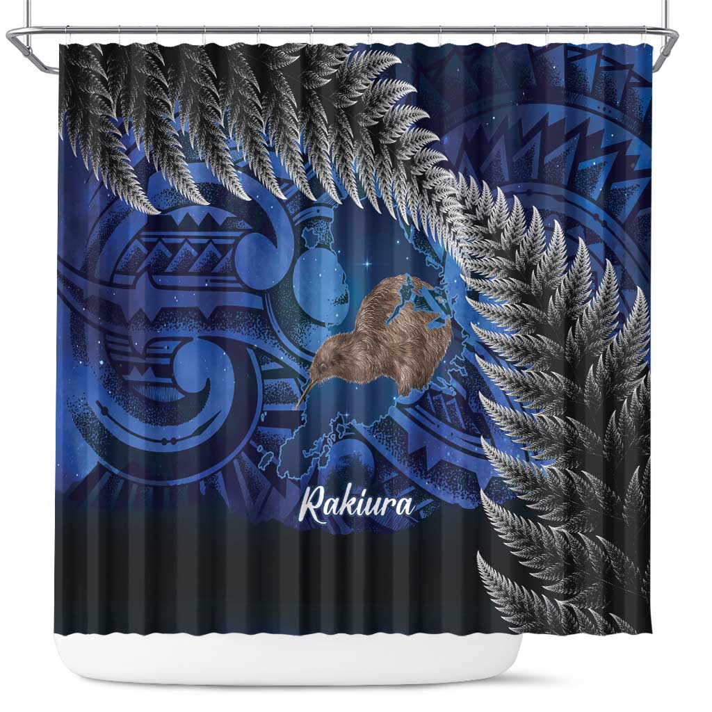 New Zealand Stewart Island Shower Curtain Rakiura Kiwi Maori Glowing Sky