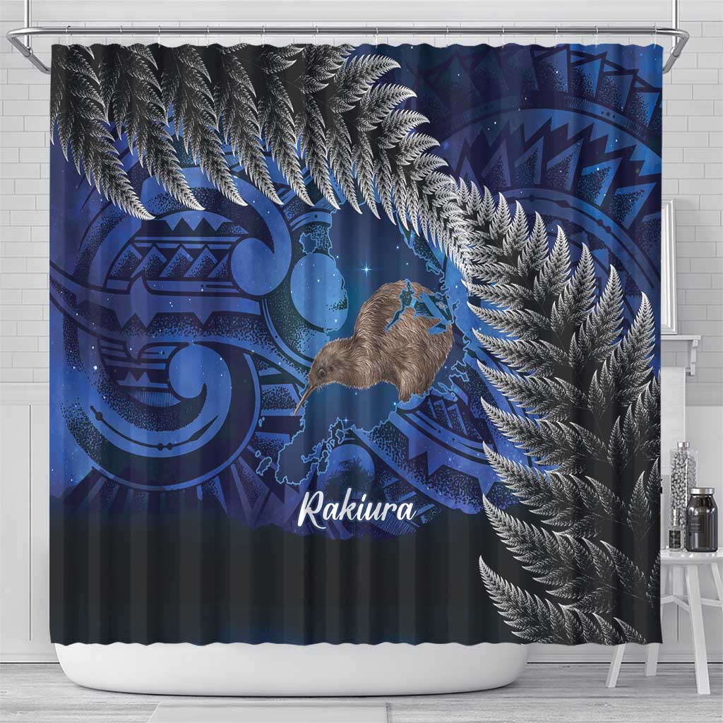 New Zealand Stewart Island Shower Curtain Rakiura Kiwi Maori Glowing Sky
