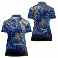 New Zealand Stewart Island Women Polo Shirt Rakiura Kiwi Maori Glowing Sky