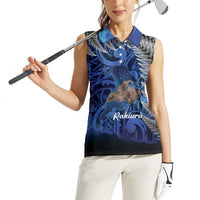 New Zealand Stewart Island Women Sleeveless Polo Shirt Rakiura Kiwi Maori Glowing Sky