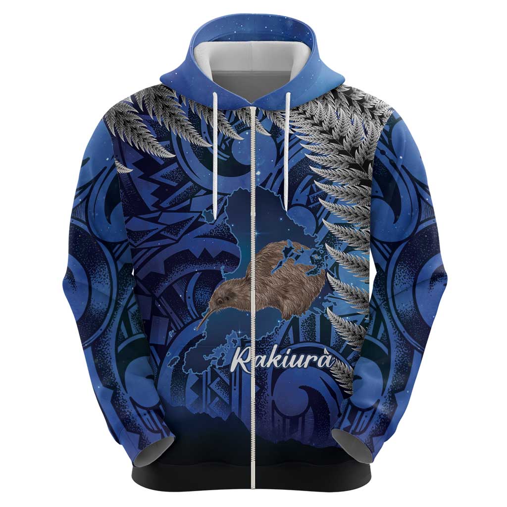 New Zealand Stewart Island Zip Hoodie Rakiura Kiwi Maori Glowing Sky