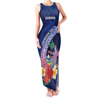 Personalised Guam Liberation Day Family Matching Tank Maxi Dress and Hawaiian Shirt Happy 80th Anniversary Fish Hook Mix Tropical Flowers