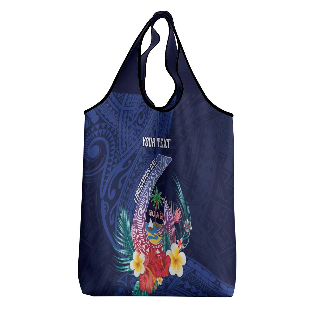 Personalised Guam Liberation Day Grocery Bag Happy 80th Anniversary Fish Hook Mix Tropical Flowers