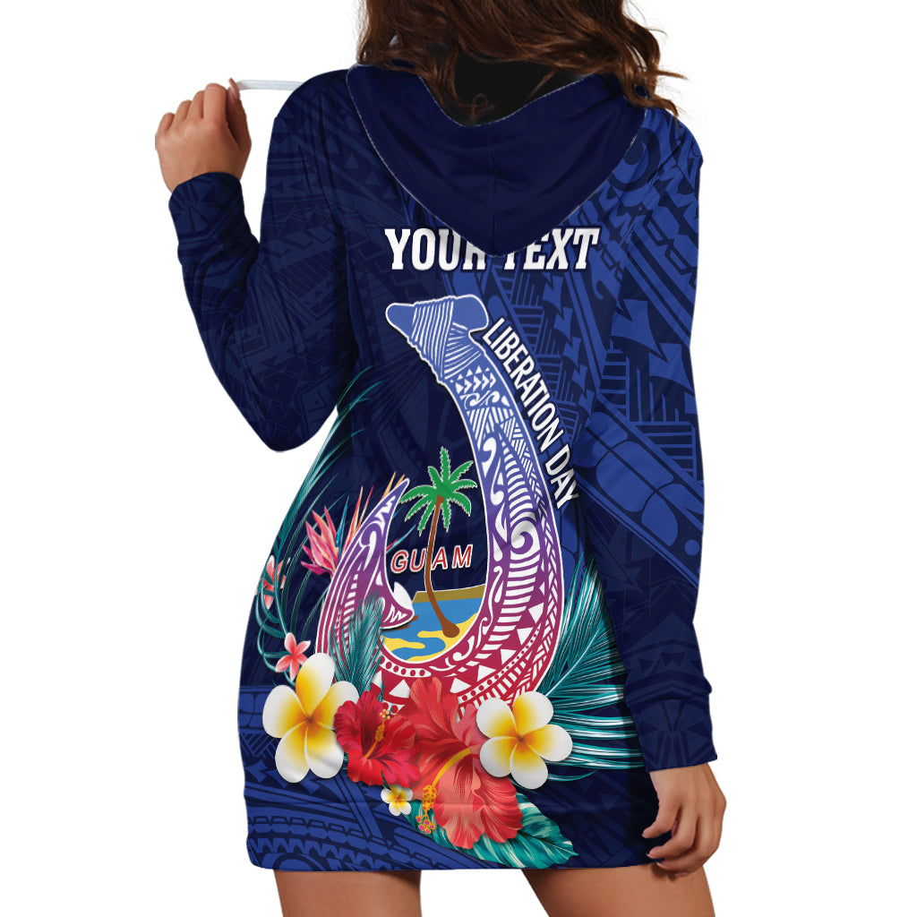 Personalised Guam Liberation Day Hoodie Dress Happy 80th Anniversary Fish Hook Mix Tropical Flowers