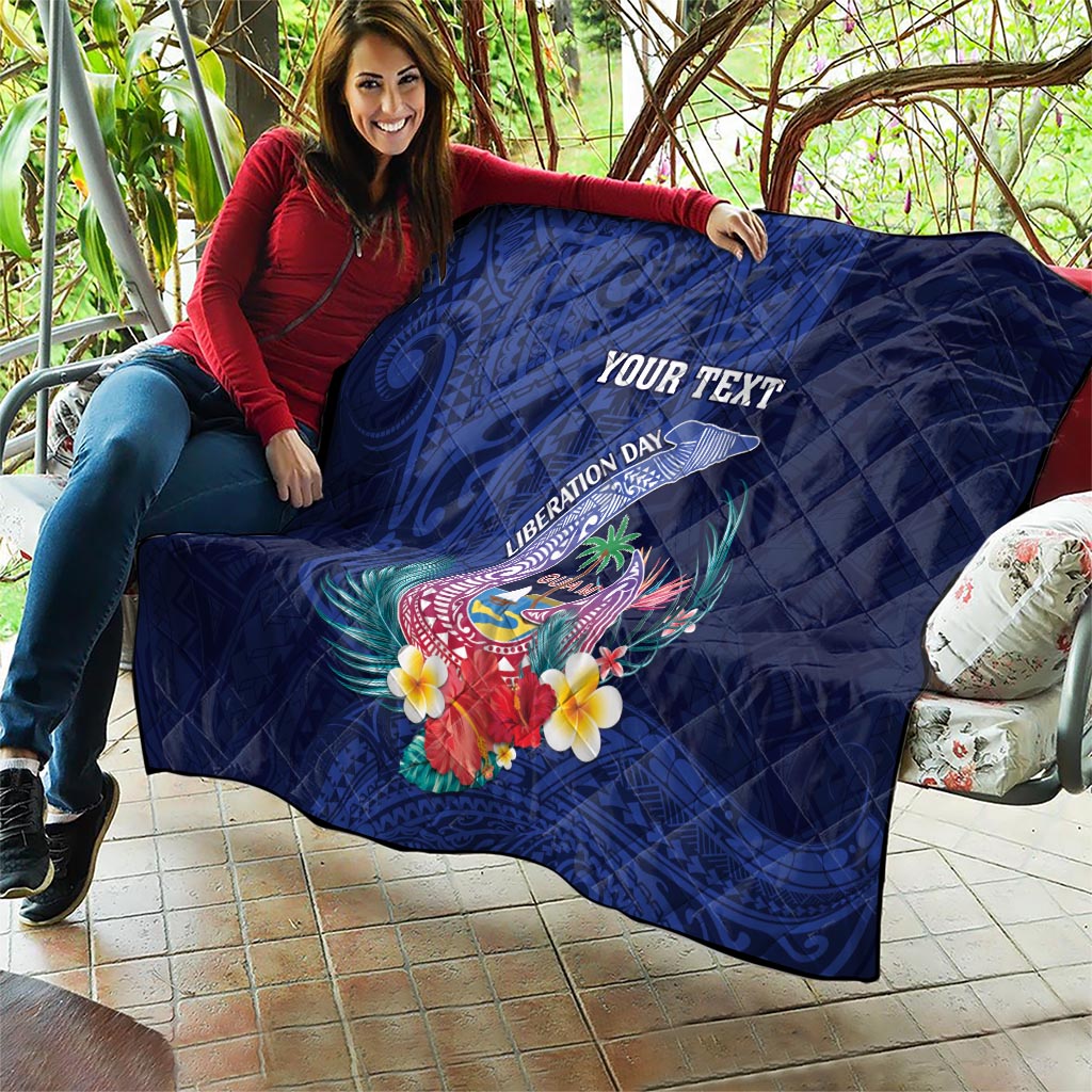 Personalised Guam Liberation Day Quilt Happy 80th Anniversary Fish Hook Mix Tropical Flowers LT14 - Polynesian Pride