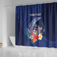 Personalised Guam Liberation Day Shower Curtain Happy 80th Anniversary Fish Hook Mix Tropical Flowers