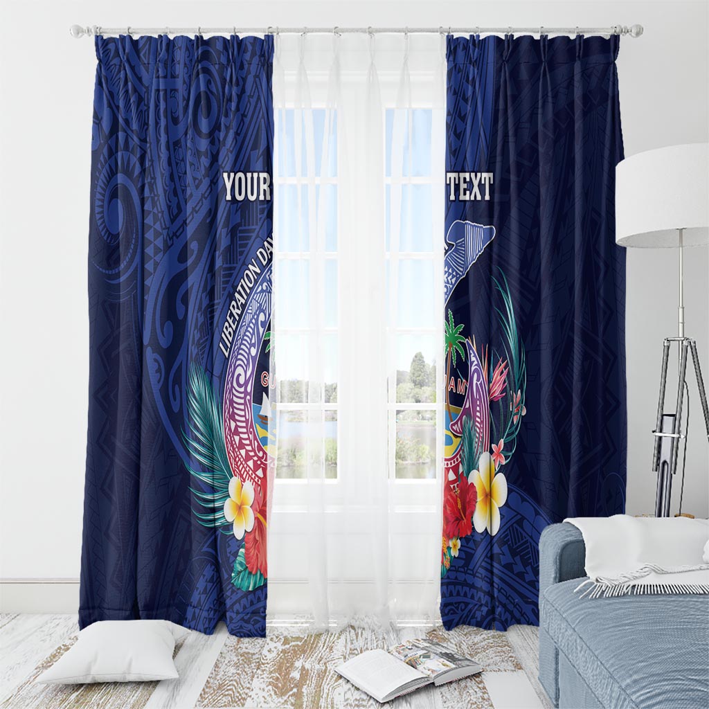 Personalised Guam Liberation Day Window Curtain Happy 80th Anniversary Fish Hook Mix Tropical Flowers