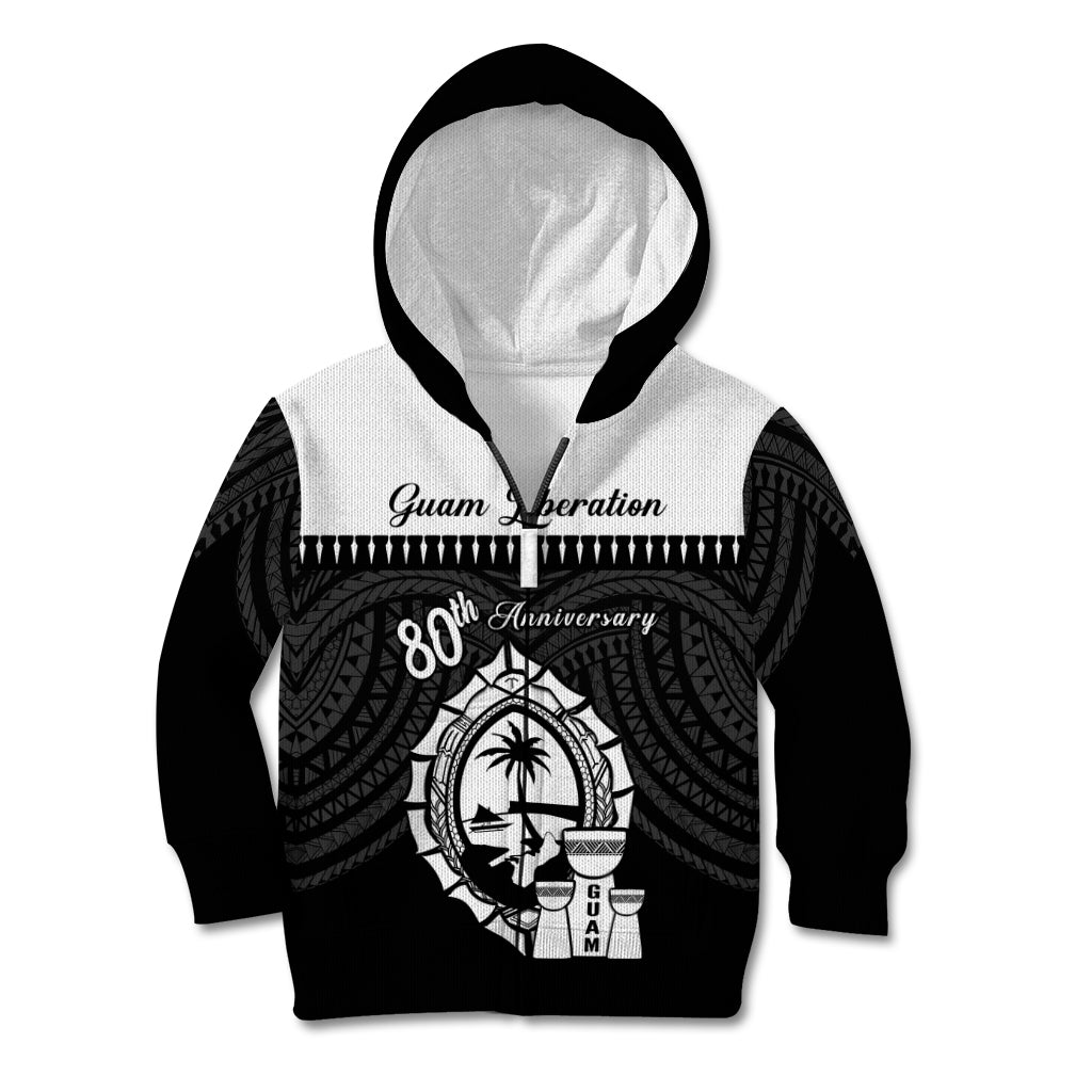Guam Liberation Day Kid Hoodie Biba Guahan Chamorro 80th Anniversary - Black LT14 Zip Hoodie Black - Polynesian Pride