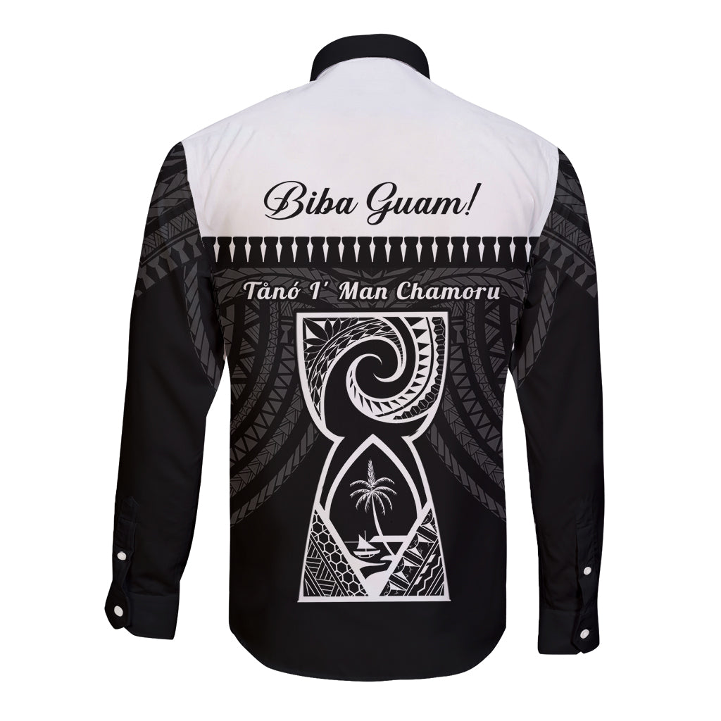 Guam Liberation Day Long Sleeve Button Shirt Biba Guahan Chamorro 80th Anniversary - Black LT14 - Polynesian Pride