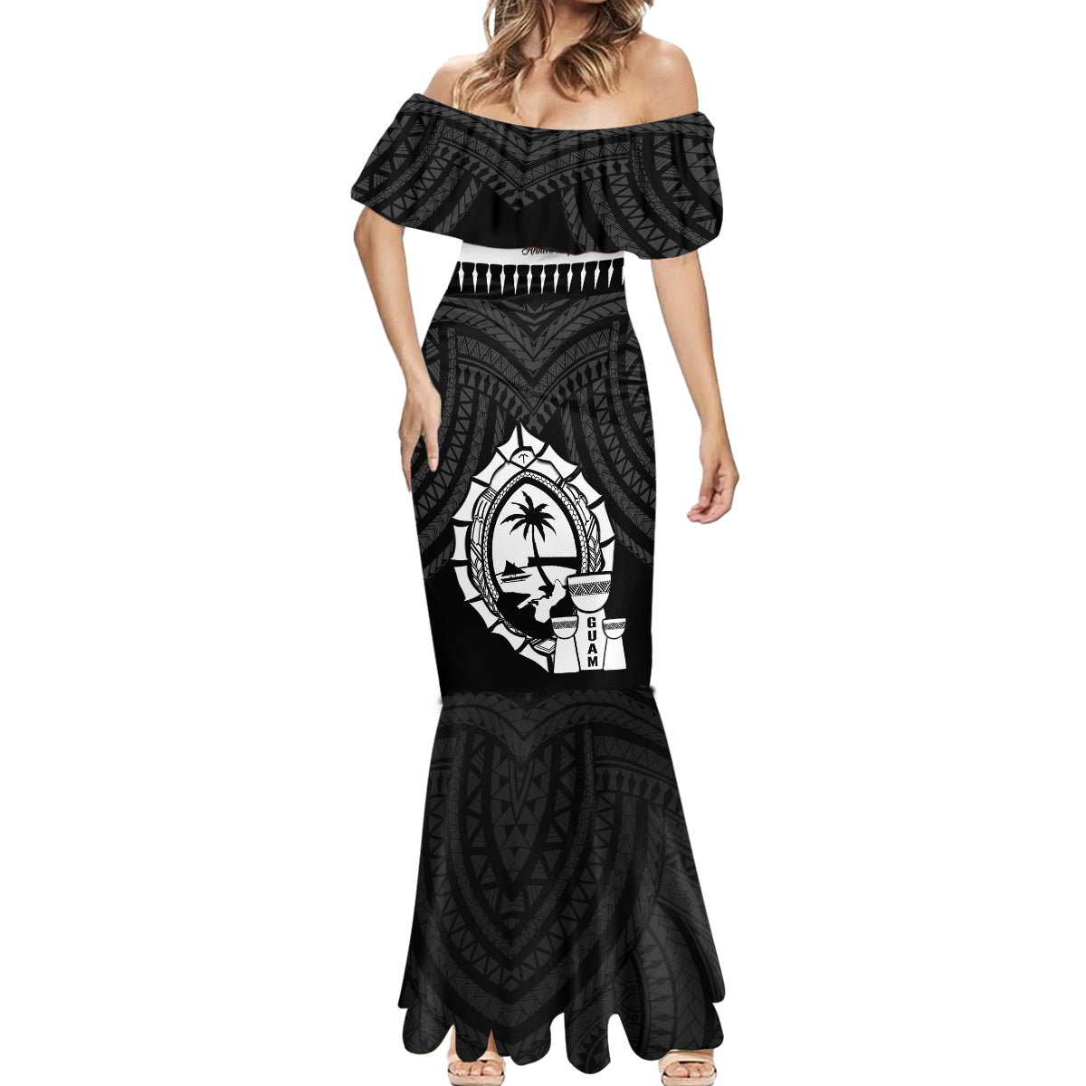 Guam Liberation Day Mermaid Dress Biba Guahan Chamorro 80th Anniversary - Black