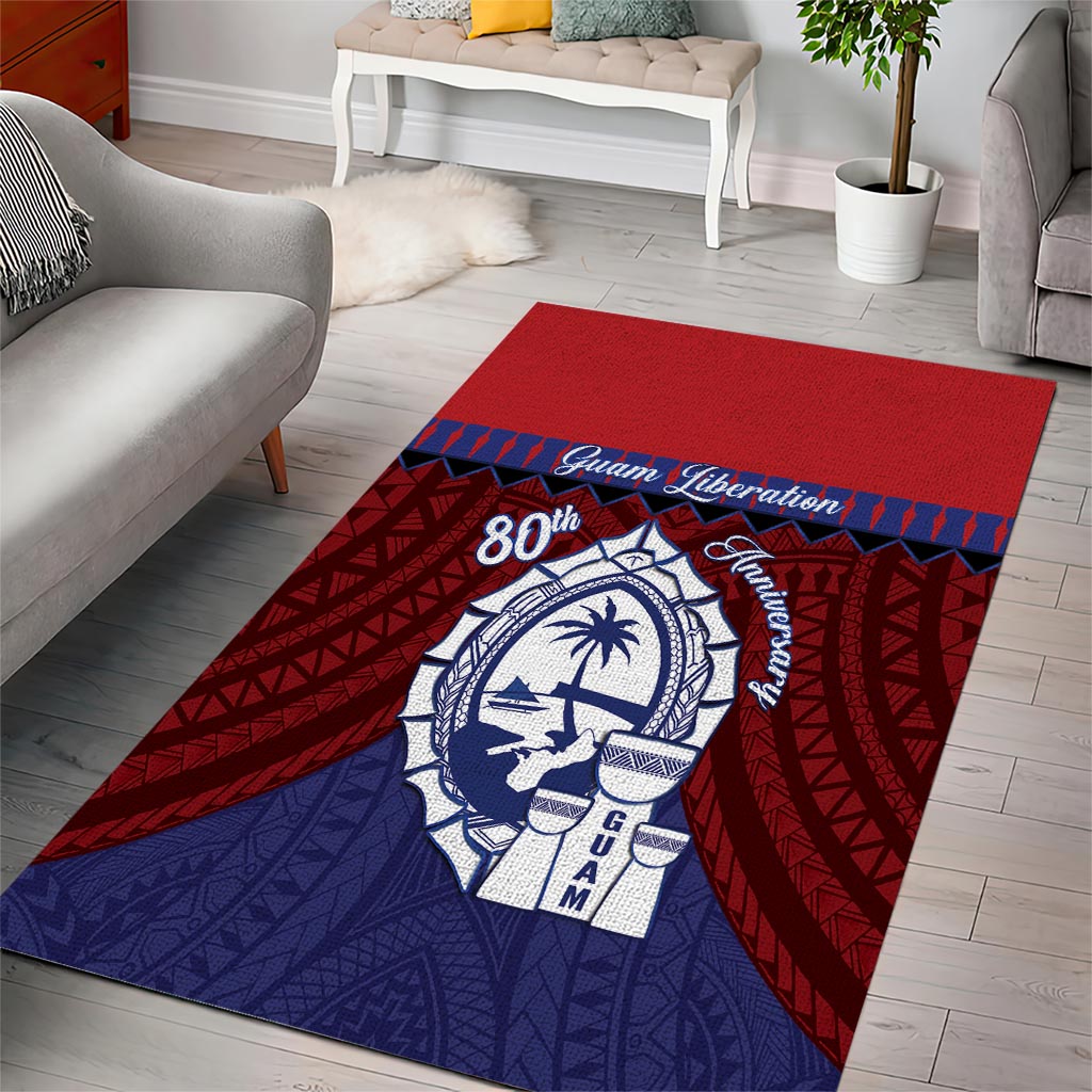 Guam Liberation Day Area Rug Biba Guahan Chamorro 80th Anniversary - Blue LT14 - Polynesian Pride