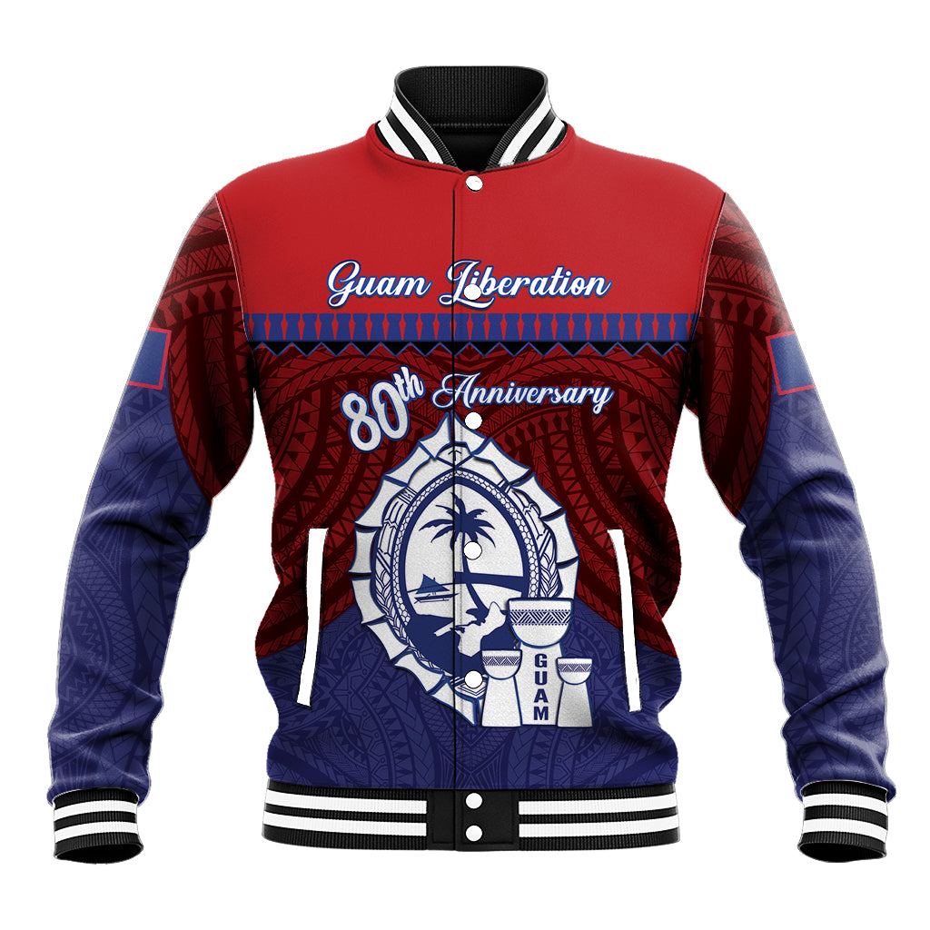 Guam Liberation Day Baseball Jacket Biba Guahan Chamorro 80th Anniversary - Blue LT14 Unisex Blue - Polynesian Pride