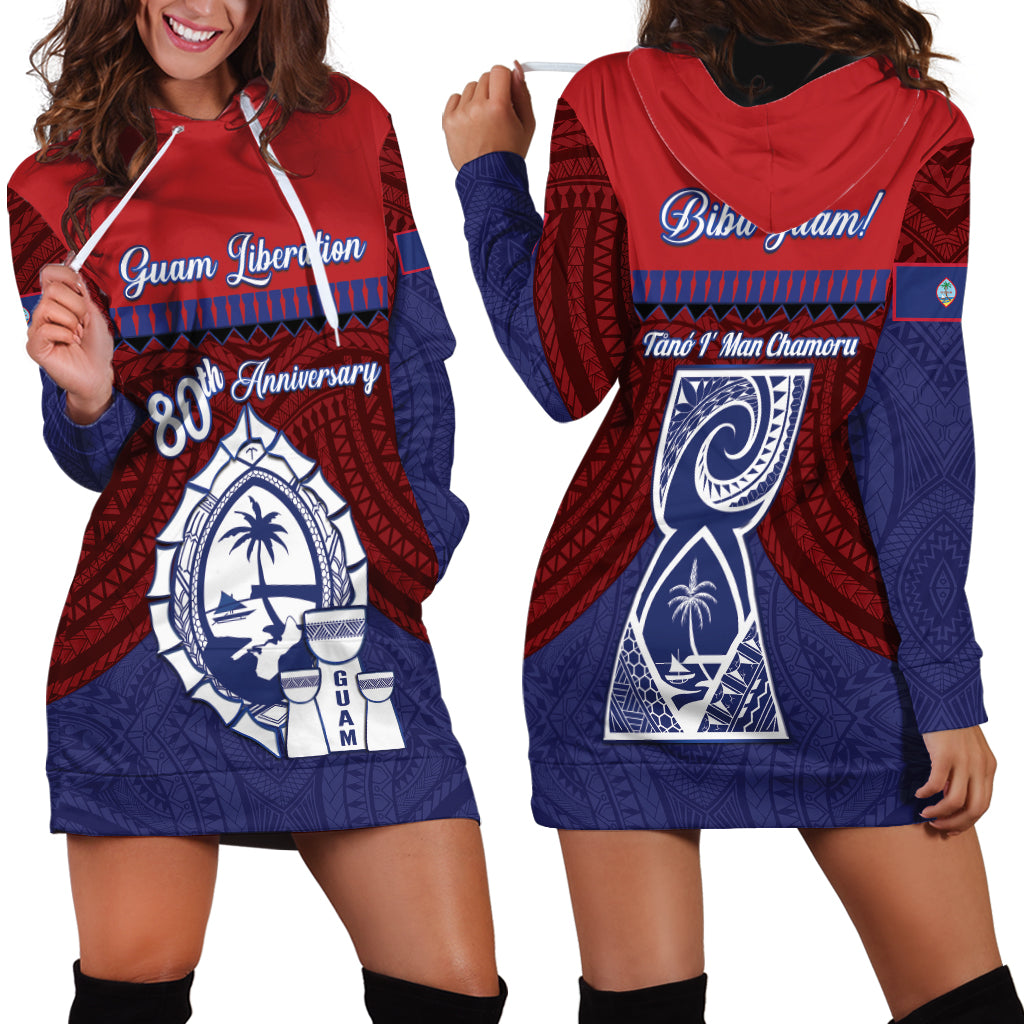 Guam Liberation Day Hoodie Dress Biba Guahan Chamorro 80th Anniversary - Blue LT14 - Polynesian Pride