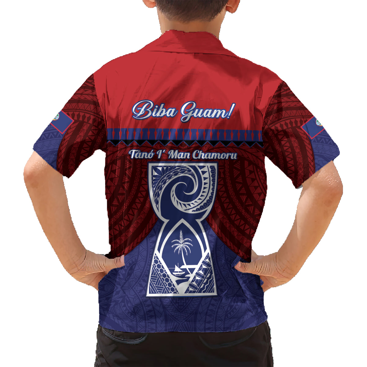 Guam Liberation Day Kid Hawaiian Shirt Biba Guahan Chamorro 80th Anniversary - Blue LT14 - Polynesian Pride