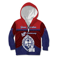 Guam Liberation Day Kid Hoodie Biba Guahan Chamorro 80th Anniversary - Blue LT14 Zip Hoodie Blue - Polynesian Pride