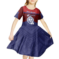 Guam Liberation Day Kid Short Sleeve Dress Biba Guahan Chamorro 80th Anniversary - Blue LT14 - Polynesian Pride