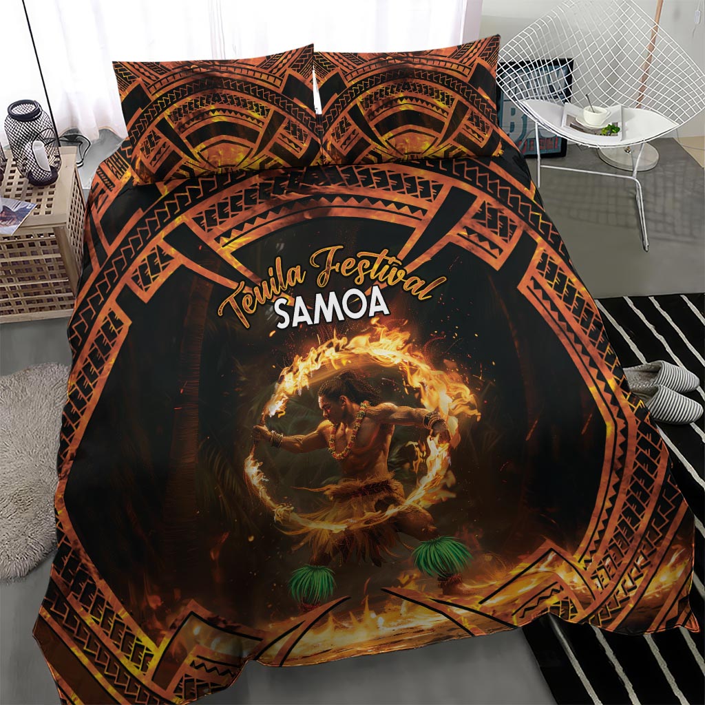 Samoa Teuila 2024 Festival Bedding Set Samoan Siva Afi With Red Gingers