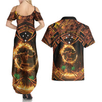 Samoa Teuila 2024 Festival Couples Matching Summer Maxi Dress and Hawaiian Shirt Samoan Siva Afi With Red Gingers