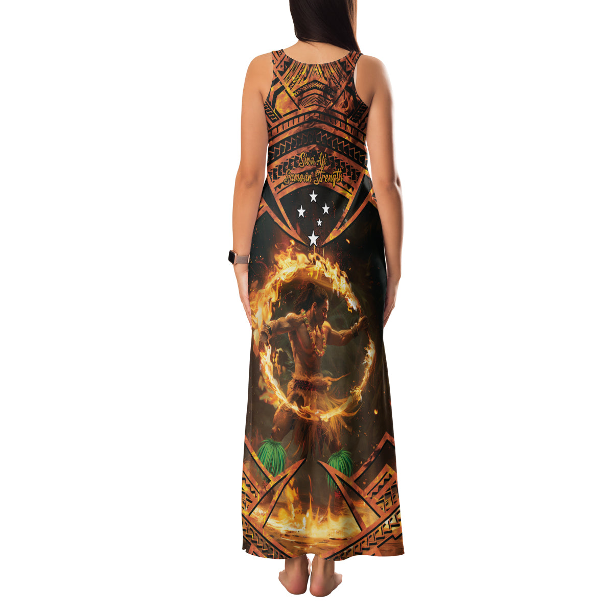 Samoa Teuila 2024 Festival Family Matching Tank Maxi Dress and Hawaiian Shirt Samoan Siva Afi With Red Gingers