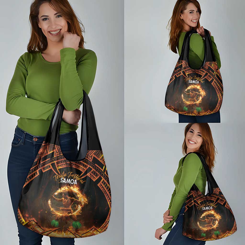 Samoa Teuila Festival Grocery Bag Samoan Siva Afi With Red Gingers