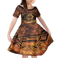 Samoa Teuila 2024 Festival Kid Short Sleeve Dress Samoan Siva Afi With Red Gingers LT14 KID Black - Polynesian Pride