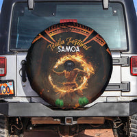 Samoa Teuila 2024 Festival Spare Tire Cover Samoan Siva Afi With Red Gingers LT14 Black - Polynesian Pride