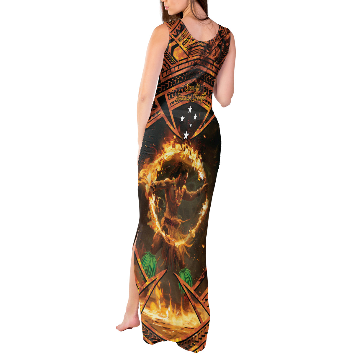Samoa Teuila 2024 Festival Tank Maxi Dress Samoan Siva Afi With Red Gingers