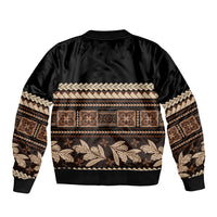 Black Samoa Siapo Teuila Flowers Bomber Jacket