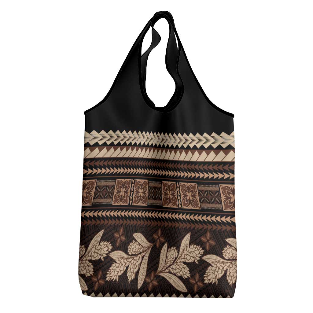 Black Samoa Siapo Teuila Flowers Grocery Bag