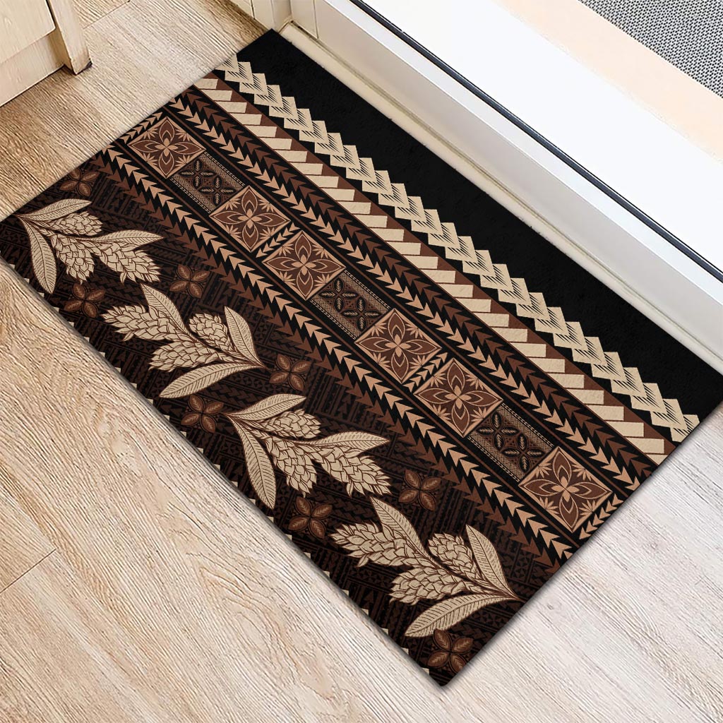 Black Samoa Siapo Teuila Flowers Rubber Doormat