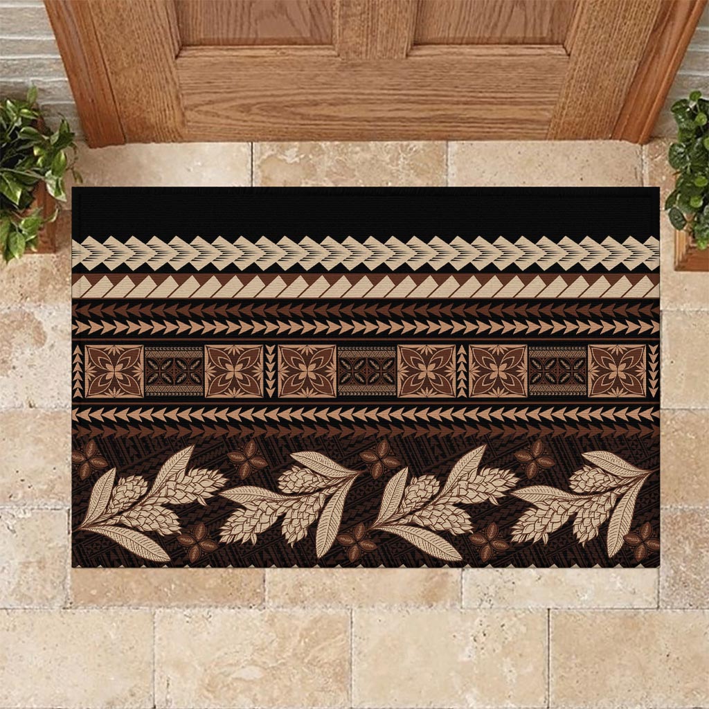 Black Samoa Siapo Teuila Flowers Rubber Doormat