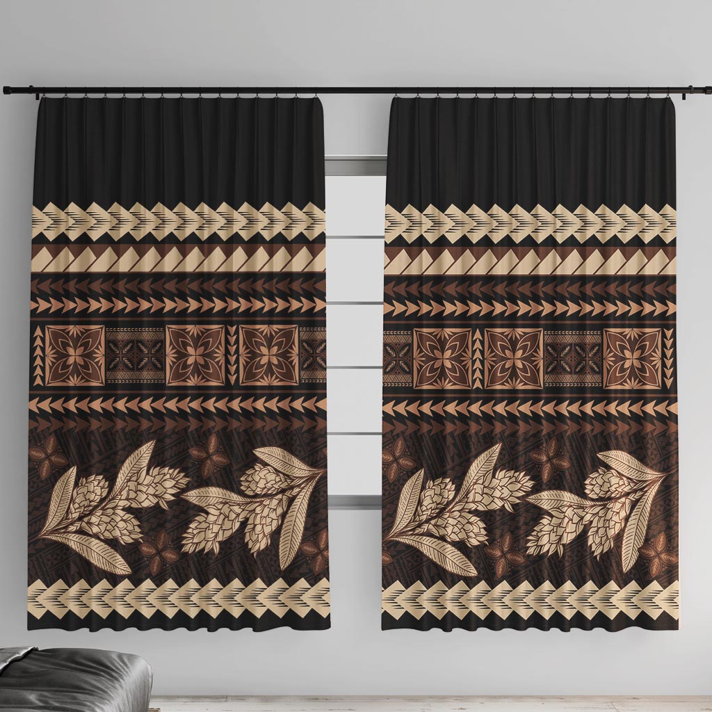 Black Samoa Siapo Teuila Flowers Window Curtain